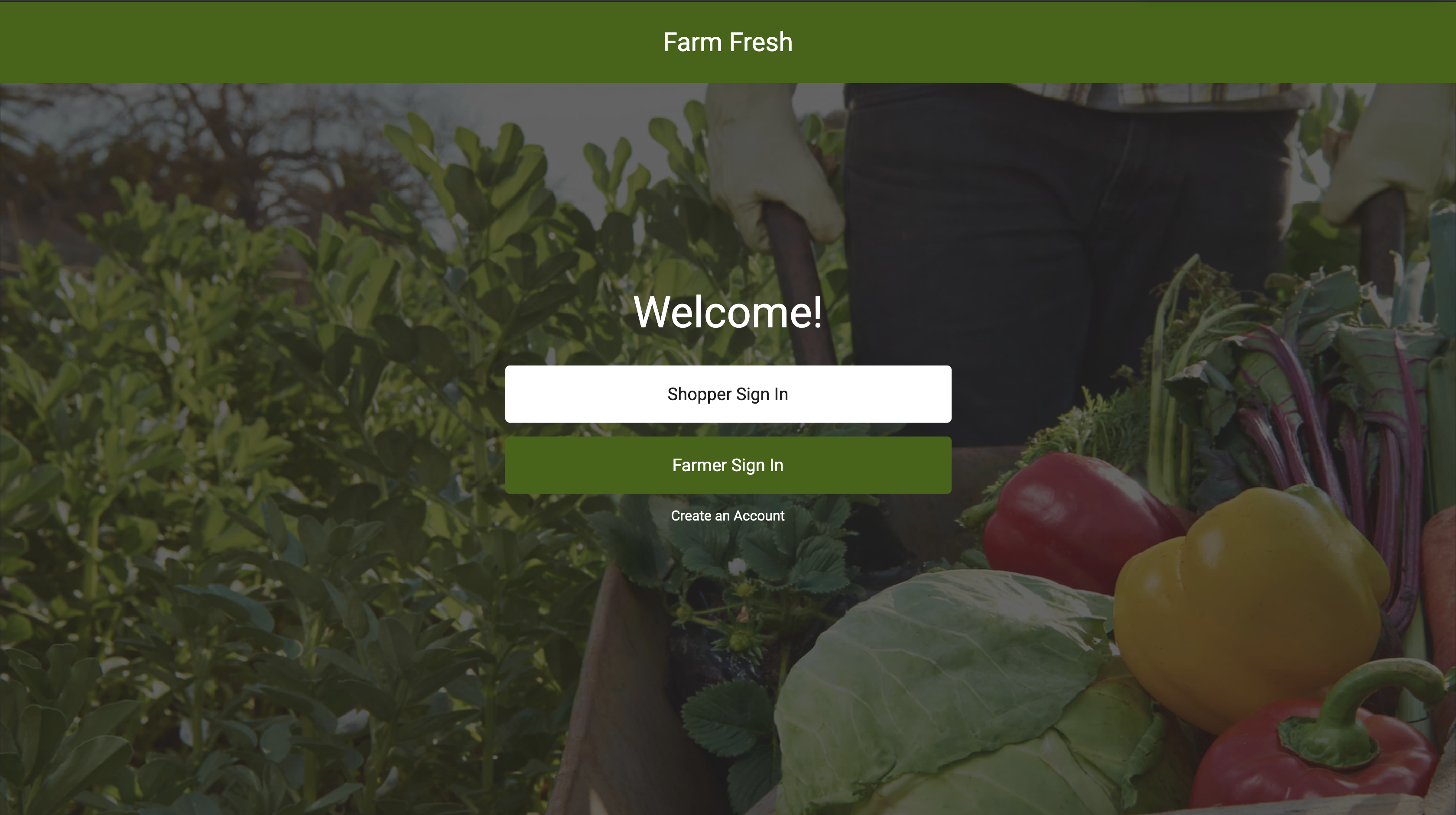 Login-Page for Farm Fresh Produce